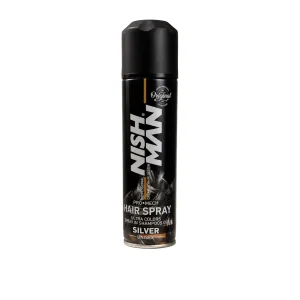 اسپری رنگ مو موقت نیشمن پرو مچ مدل سیلور SILVER حجم ۱۵۰ میلی‌لیتر با فرمول Ultra Colors