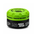واکس مو مات نیشمن مدل M2 حاوی کراتین و خاک رس قوطی سبز مشکی (Nishman M2 Matte Clay Keratin Wax)
