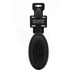 برس مو سامتو مدل بیضی مات با دندانههای فلزی سرگرد پین نقرهای (Samto Professional Korea Metal Pin Hair Brush)